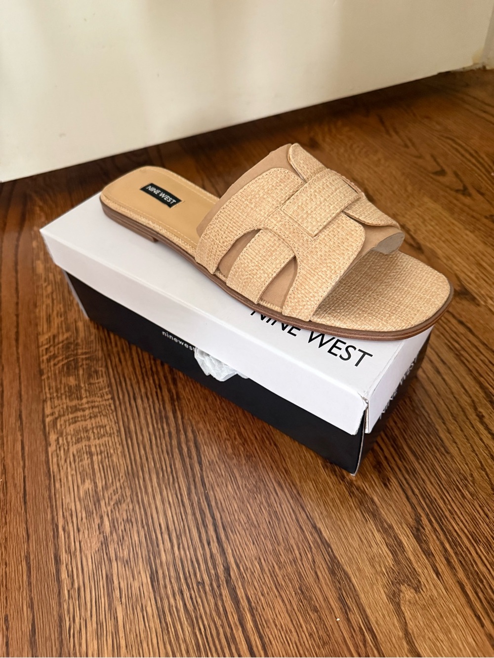 Nine West Beige Woven Slide Mule